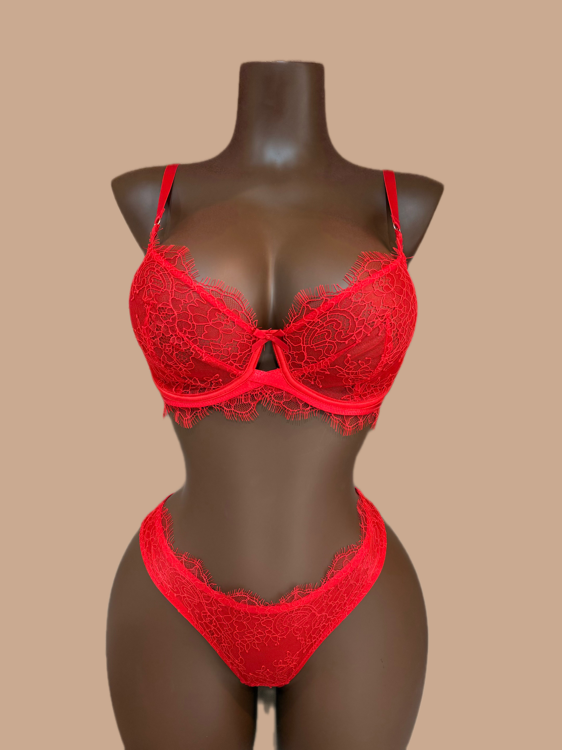 2pcs red lingerie set