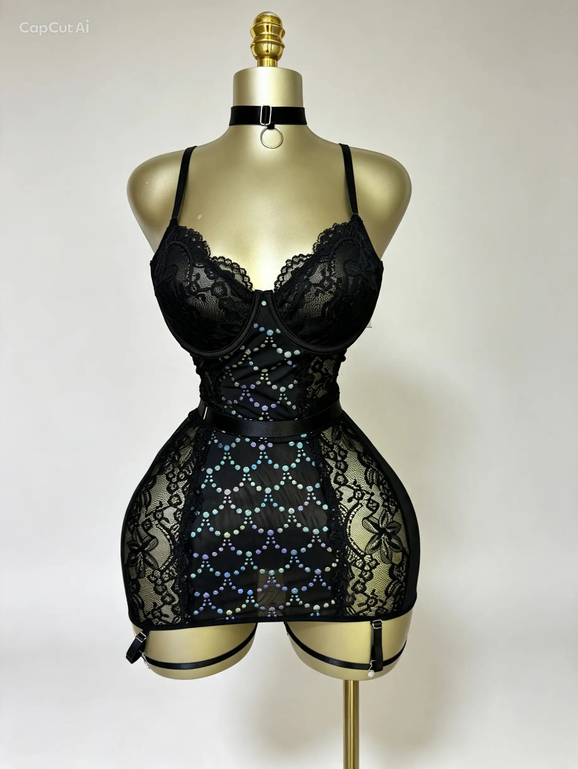 black lingerie with attached garters