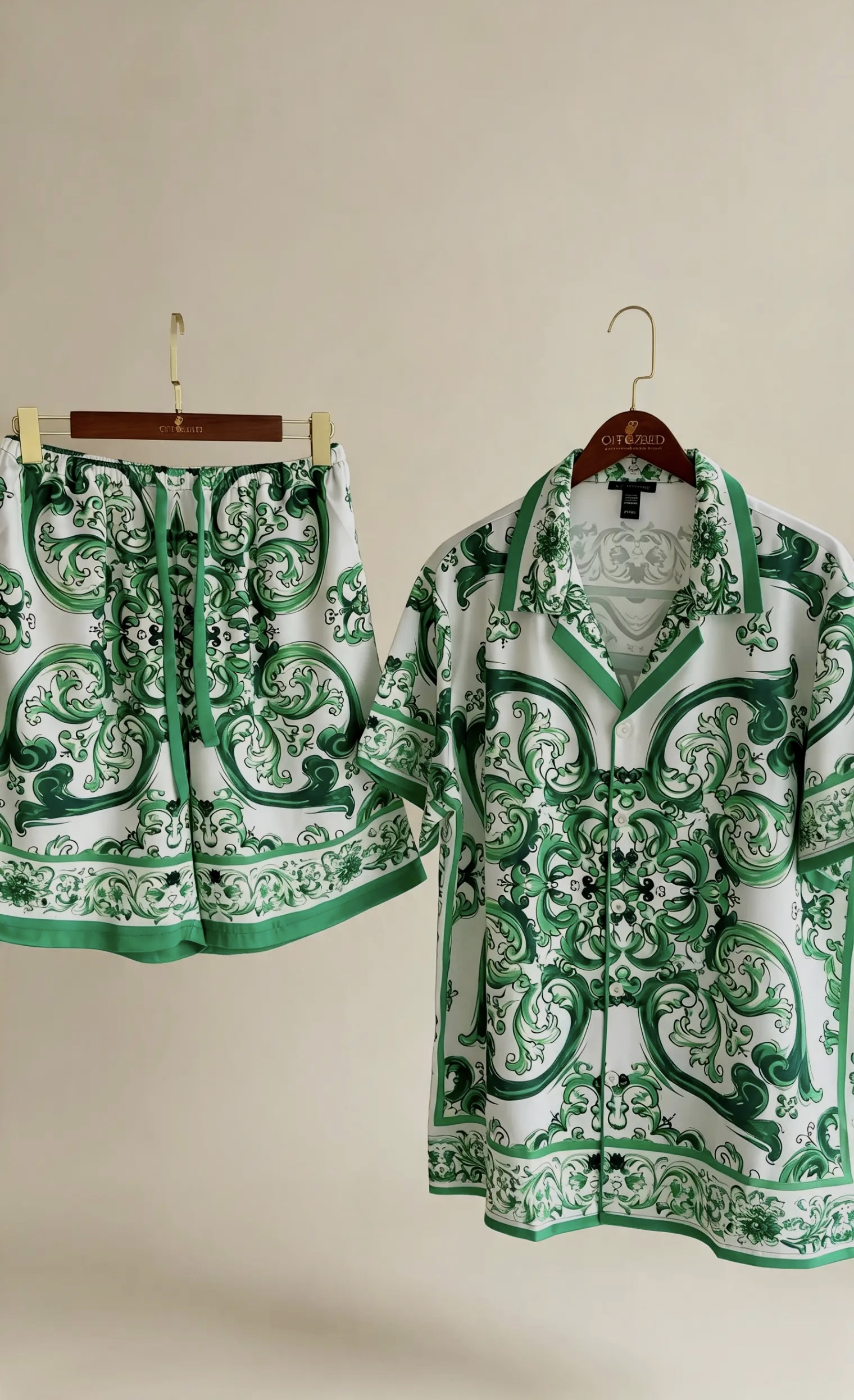 GREEN BAROQUE LUXE SILK SET