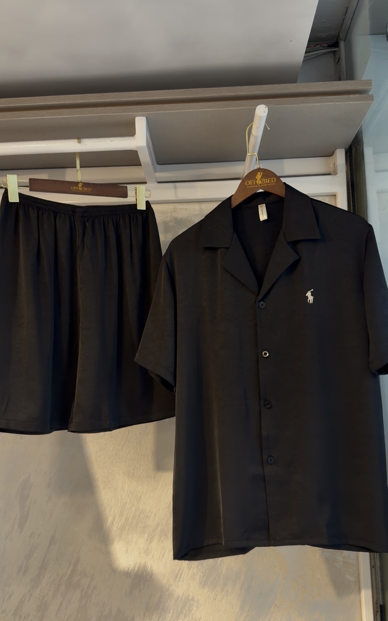 BLACK POLO SILK LOUNGE SET