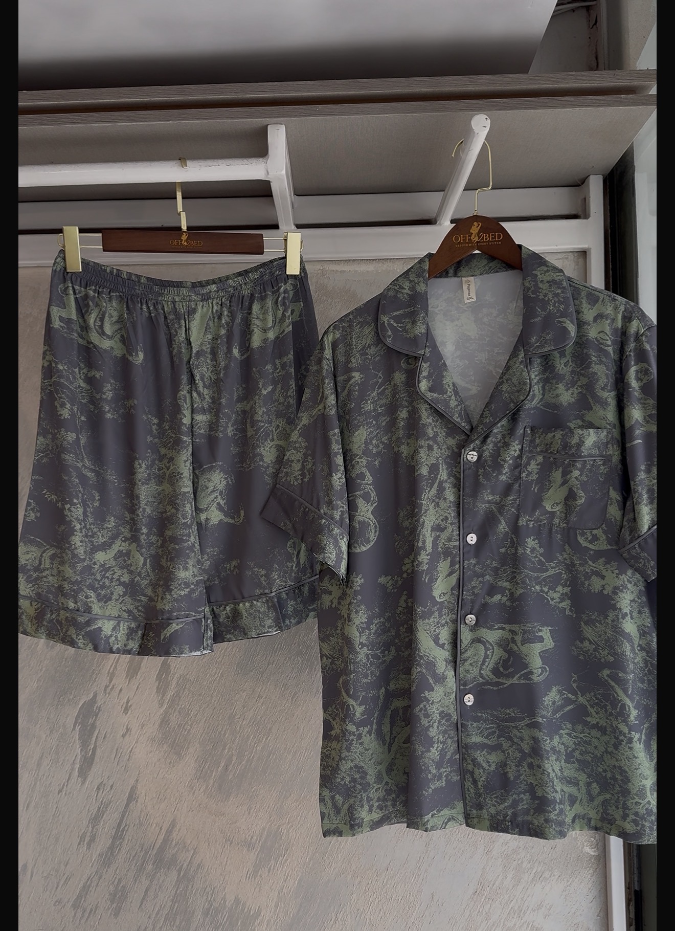 GREEN & GREY GRAPHIC PRINT SET