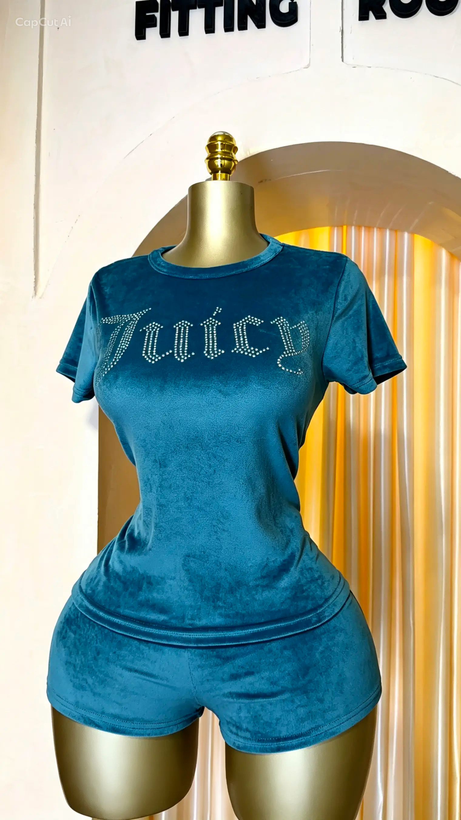 JUICY TEAL VELOUR SHORT SLEEPWEAR
