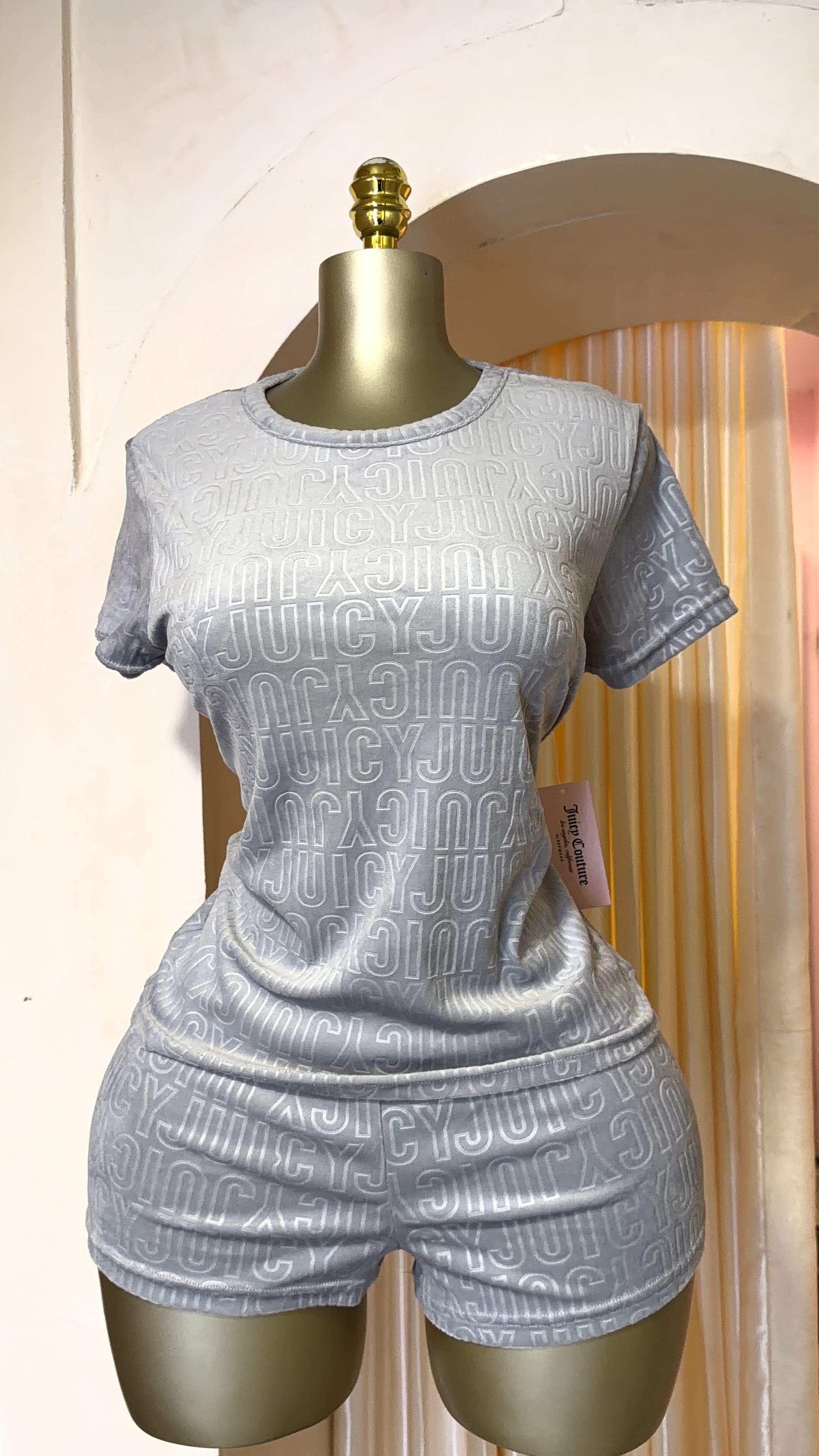 Grey monogram velour sleepwear set