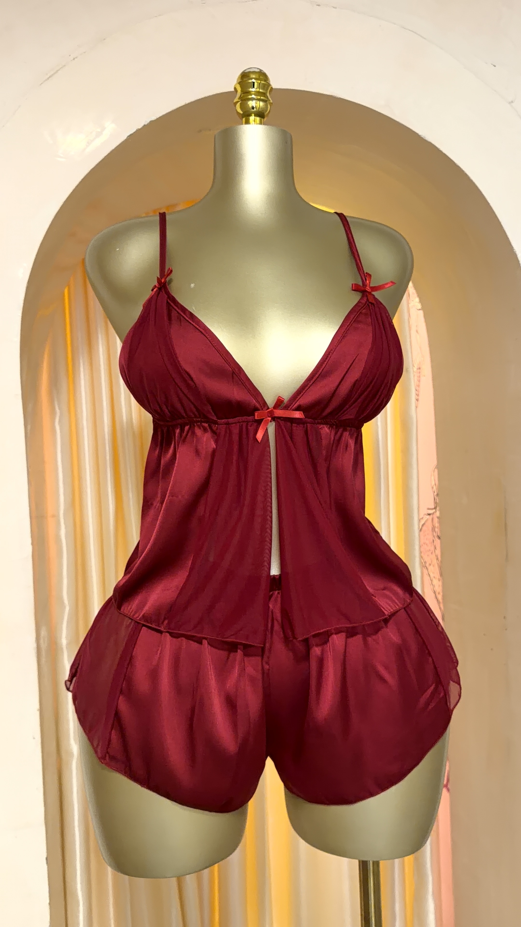 DEEP RED SILK SET