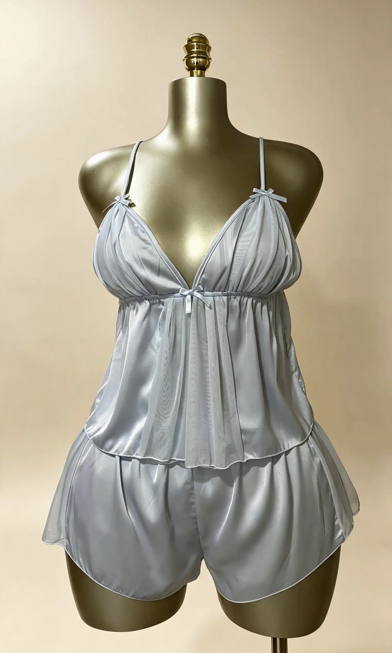 LIGHT BLUE SILK CAMISOLE SET