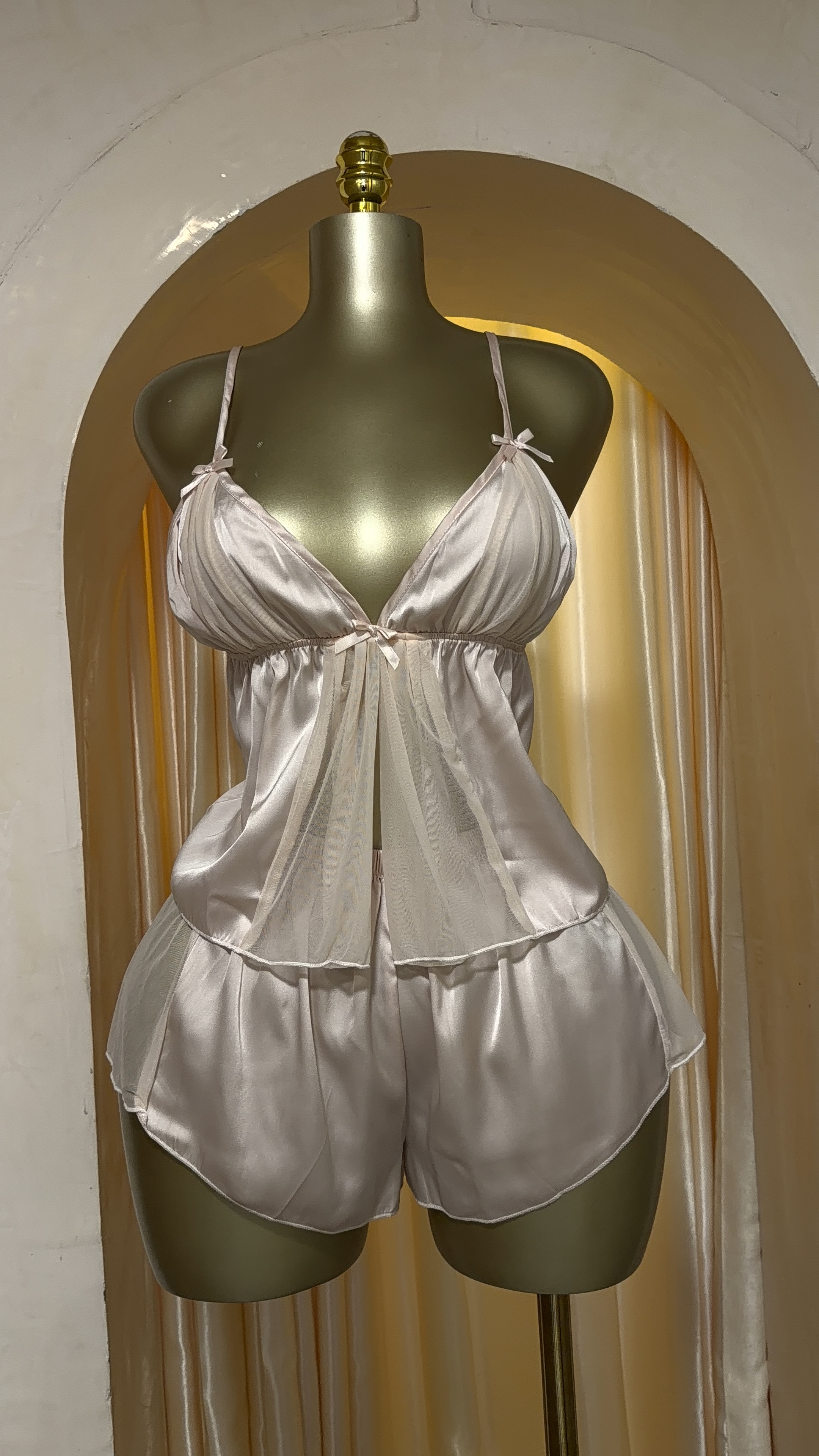 BABY PINK SILK CAMISOLE SET
