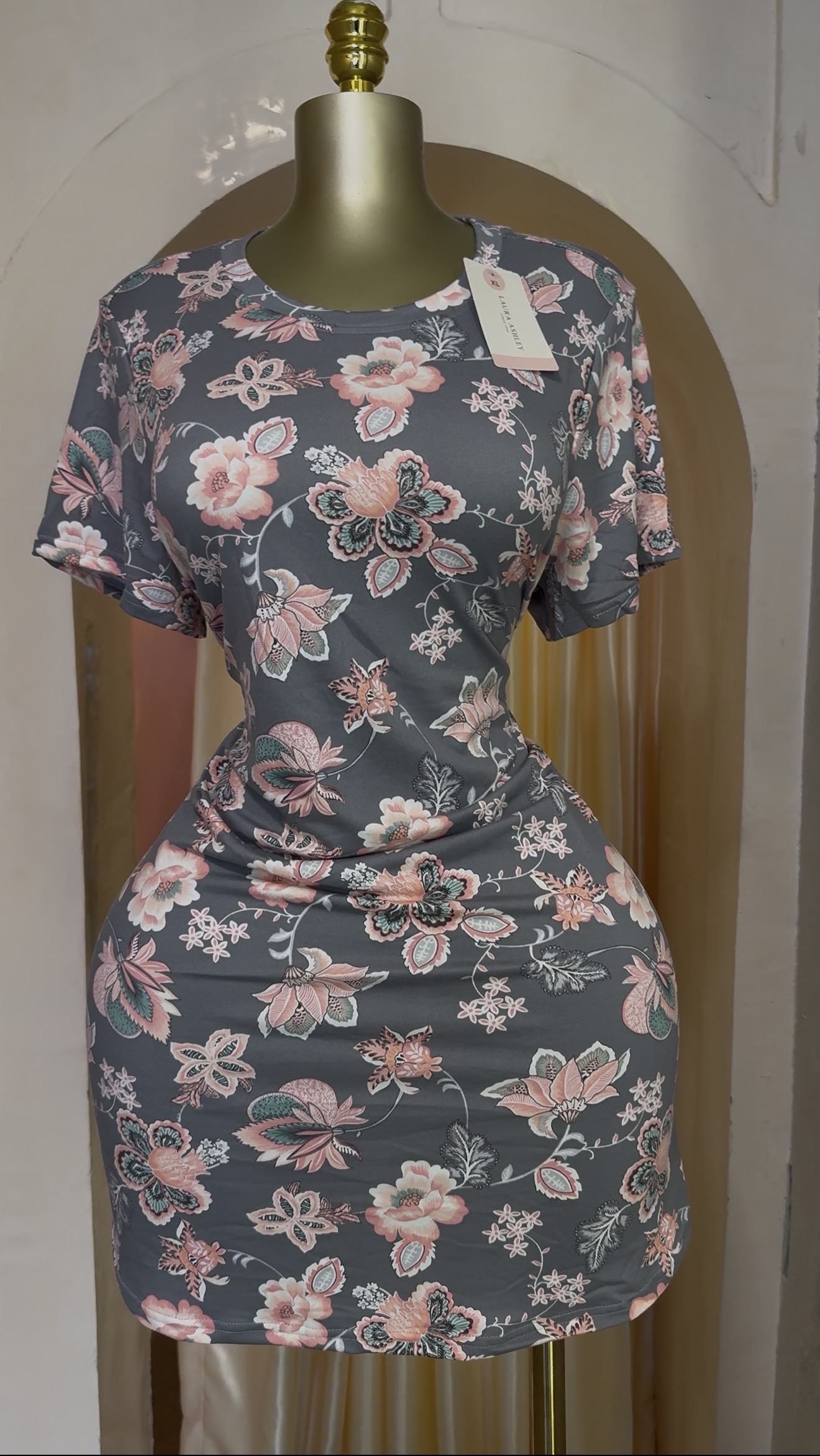 LAURA ASHLEYS Slate Floral Short-Sleeve Sleep Dress