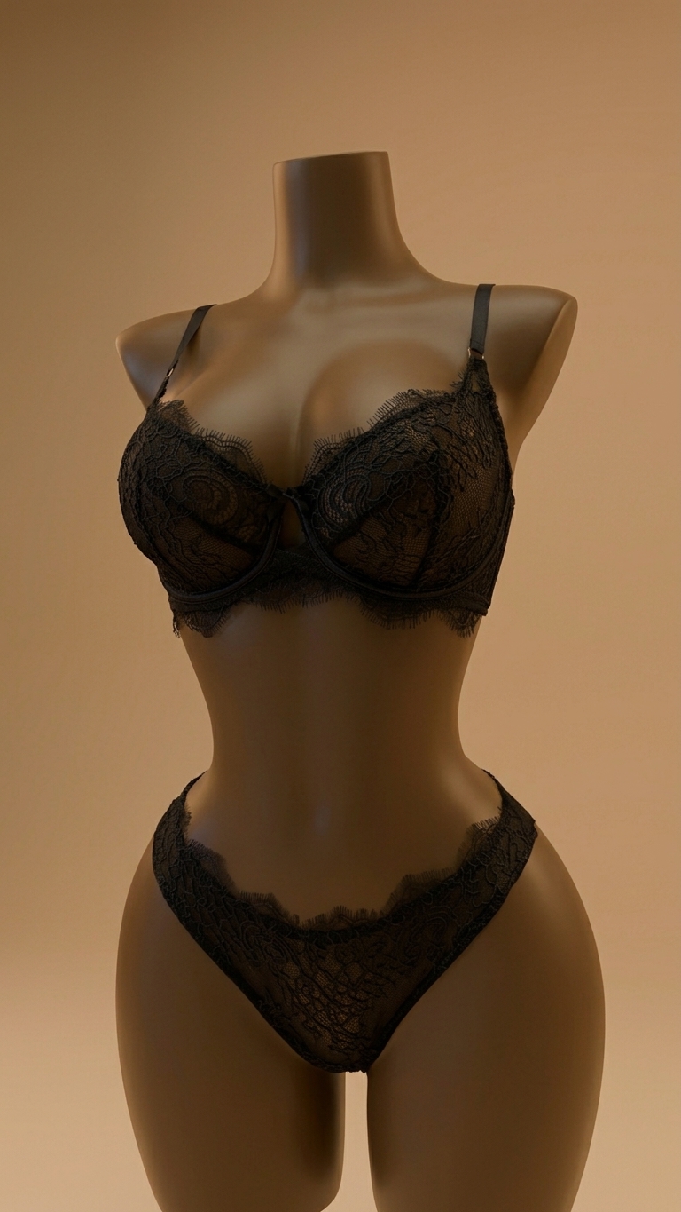 Classic Black Eyelash Lace Lingerie Set