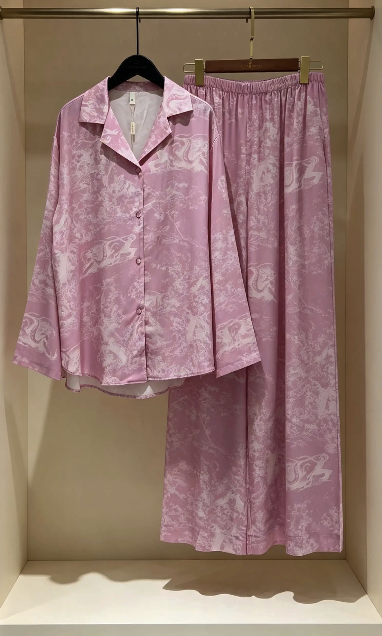 Lilac Toile de Jouy Silk Pajama Set