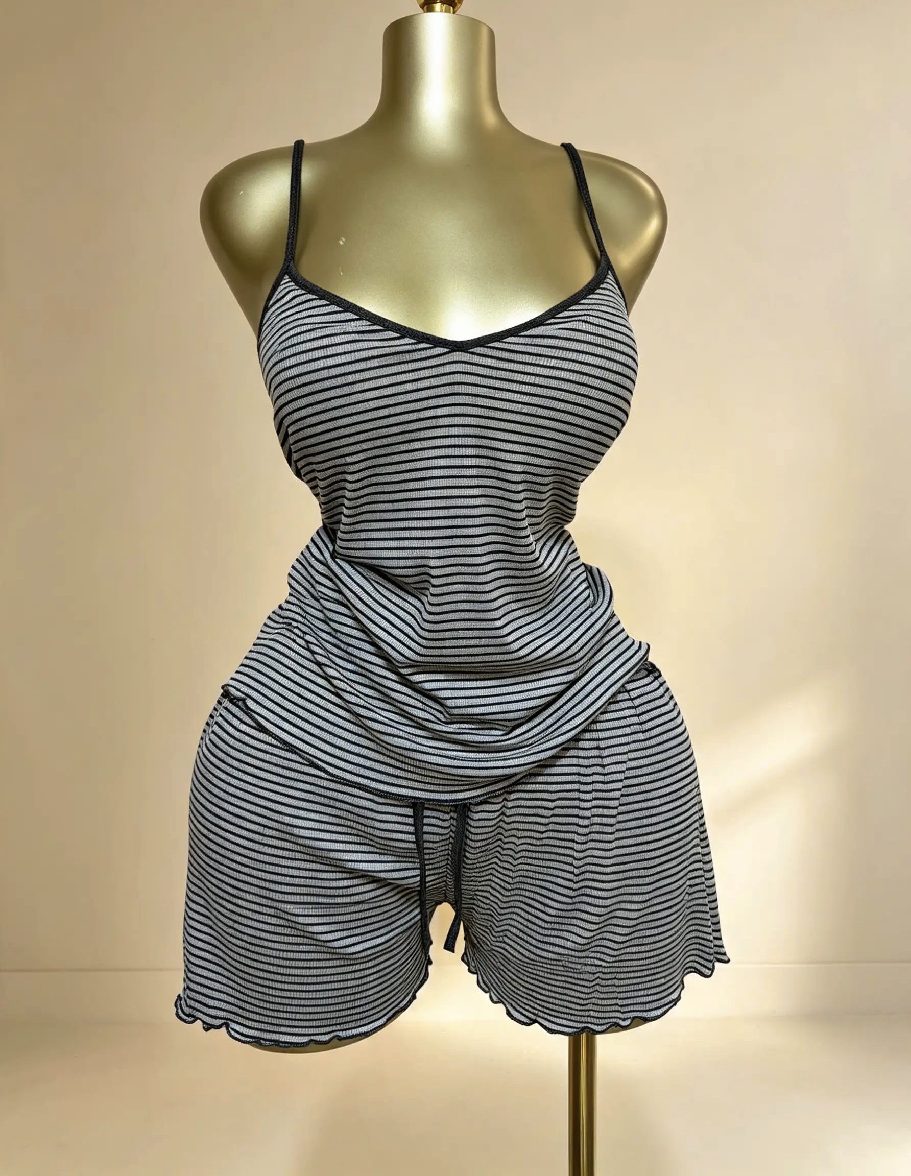 Striped Ribbed short Pajama Set