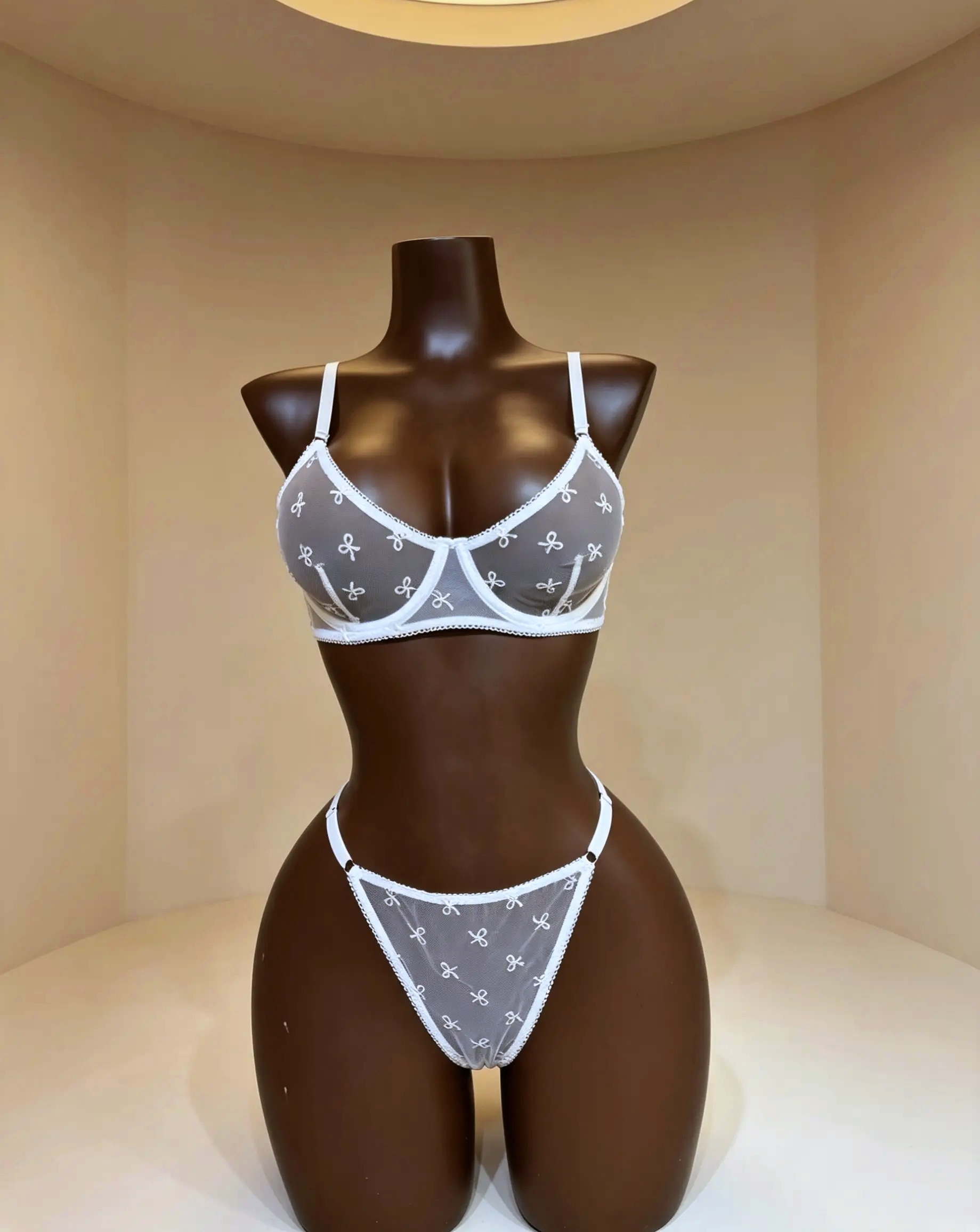 Sheer White Bow Lingerie Set