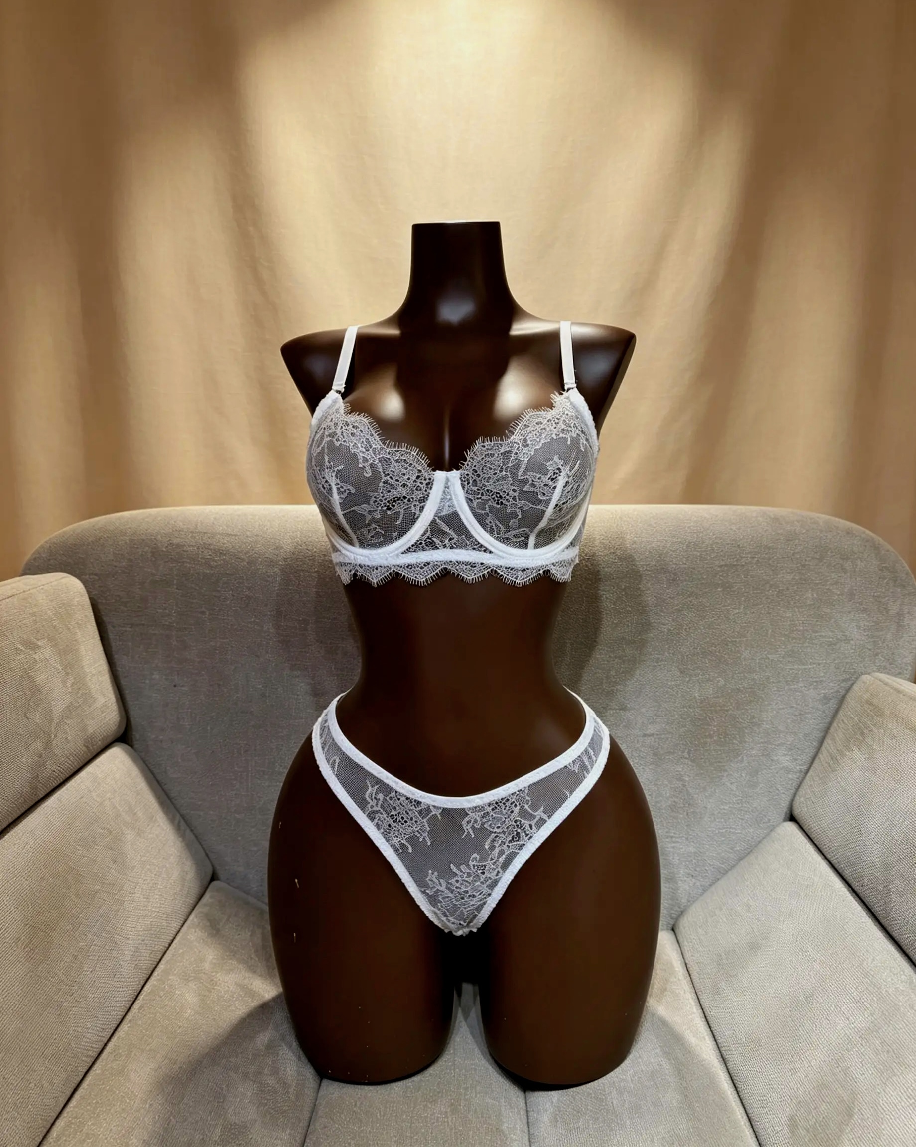 White Eyelash Lace Lingerie Set