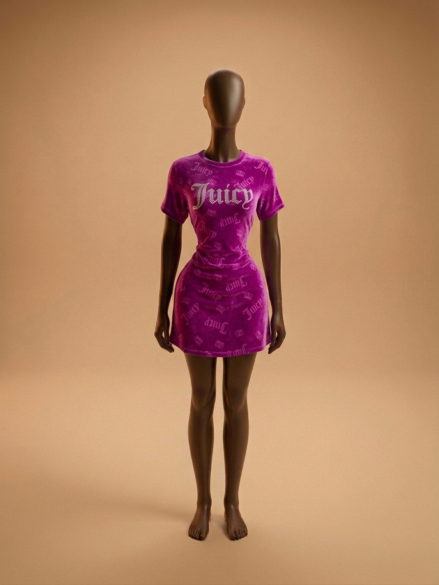 Velour "Juicy" Short-Sleeve Mini Dress / Loungewear