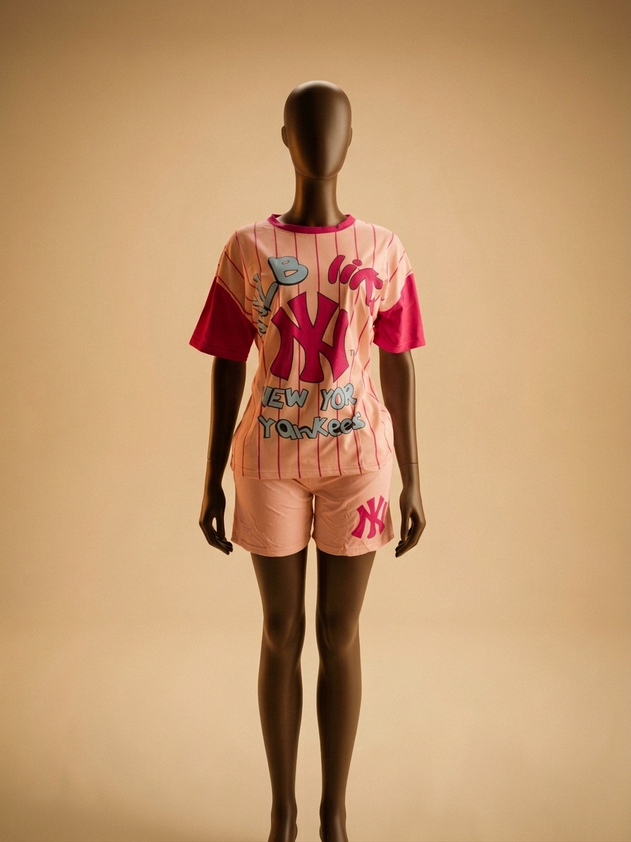 Pink New York Yankees Striped Athletic Lounge Set