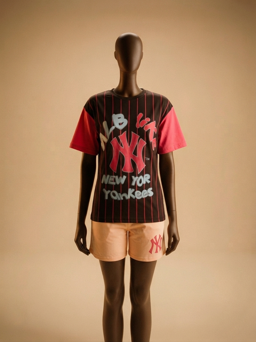 Black and Pink New York Yankees Striped Athletic Lounge Set