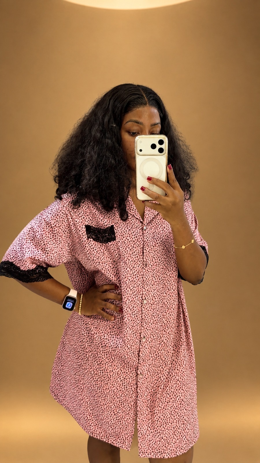 Pink Cheetah Boyfriend Shirtdress