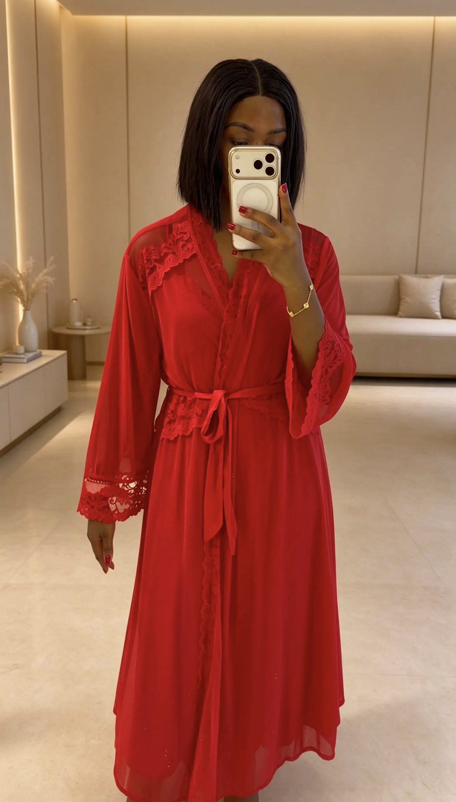 Romantic Sheer Red Robe