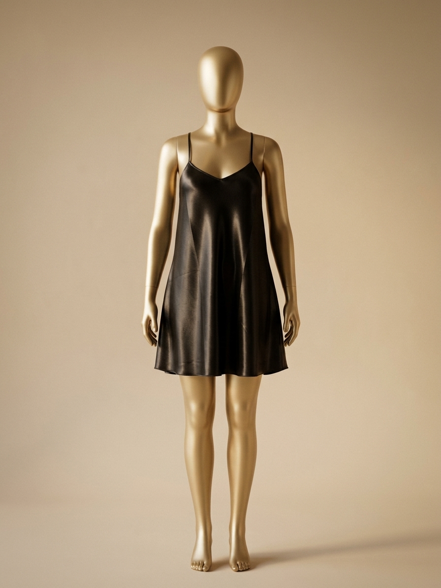 Classic Black Satin Slip Dress