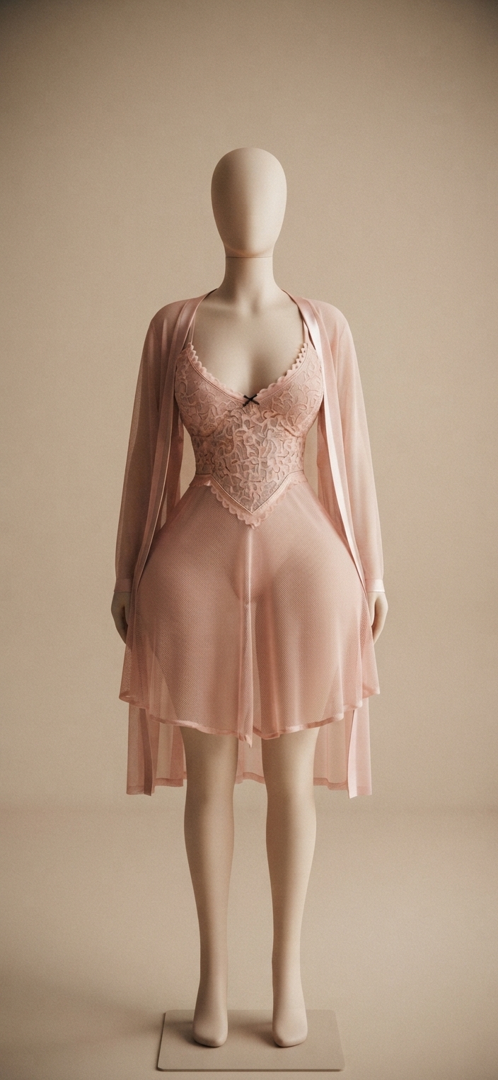 Pink Butterfly-Print Satin Robe and Slip Set