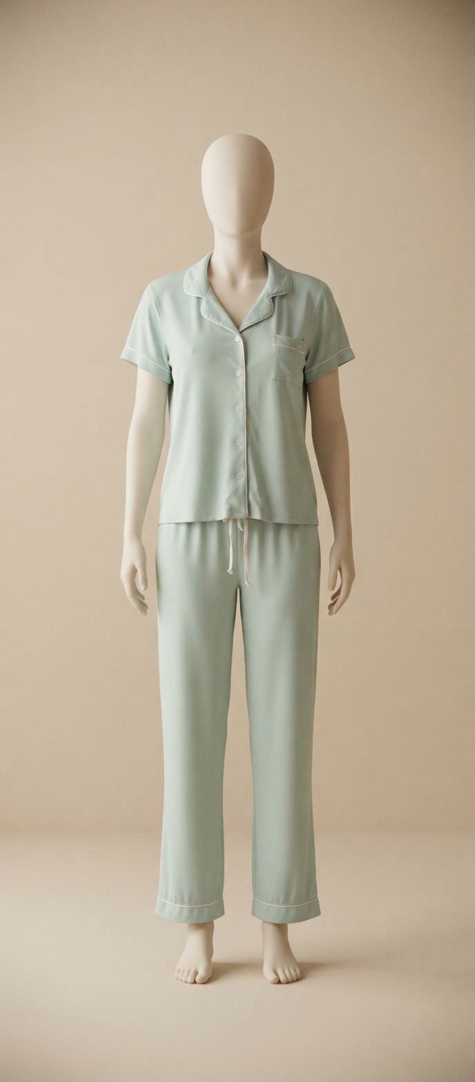 Sage Green Short-Sleeve Pajama Set