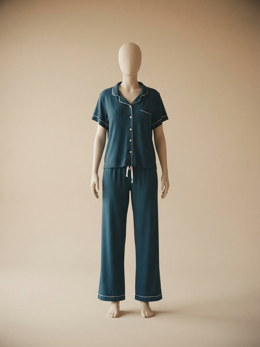 Deep Teal Short-Sleeve Pajama Set